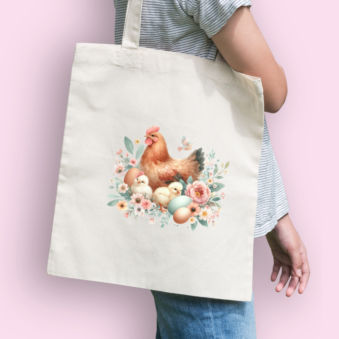 Classic Tote Bag with Mother Hen and Chicks