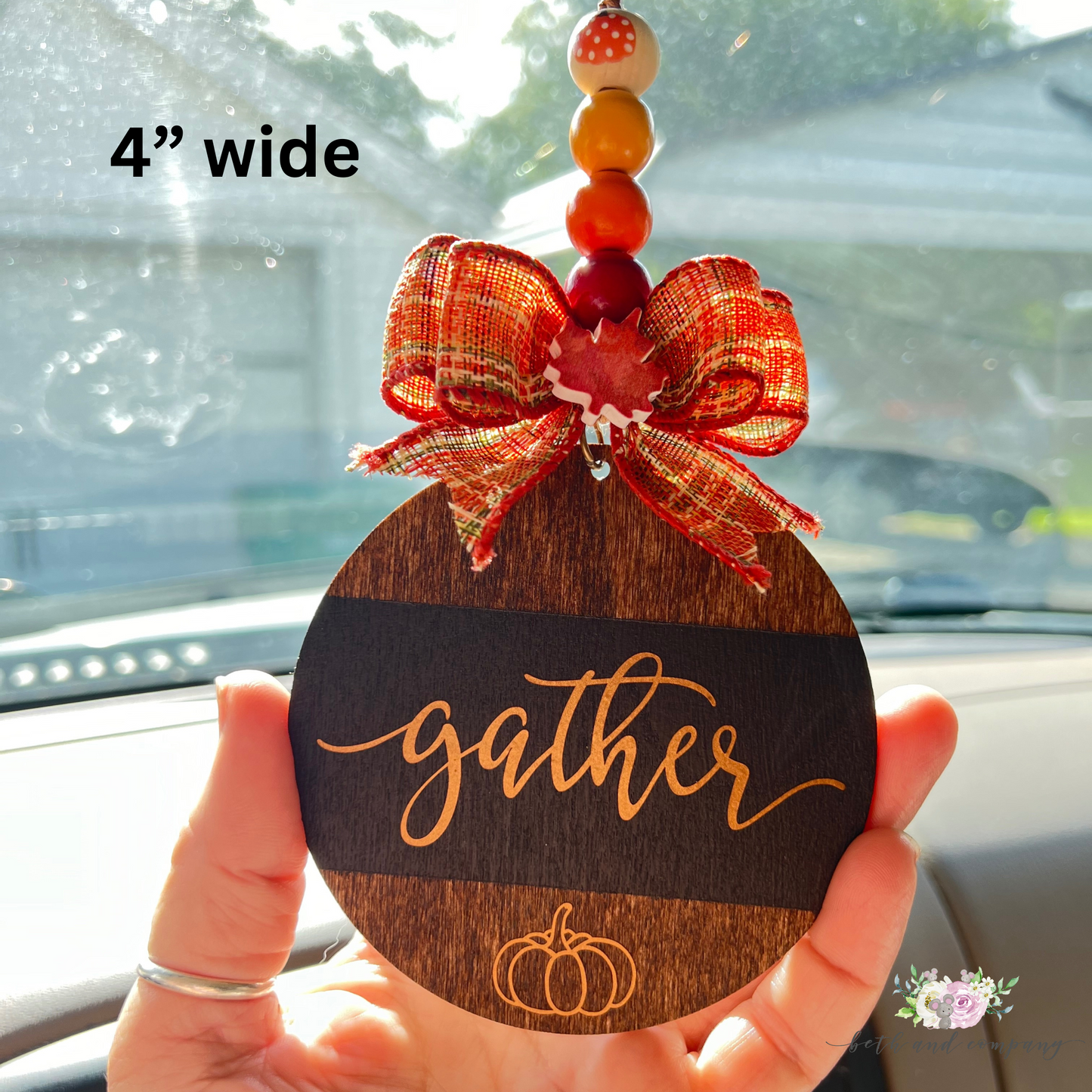 Fall Car Charm Ornament Gather and Thankful