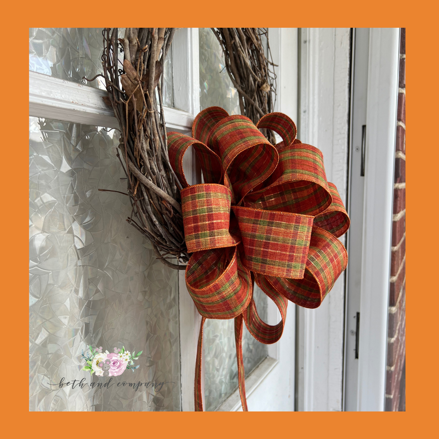 Fall Plaid Foil Stripe Bow