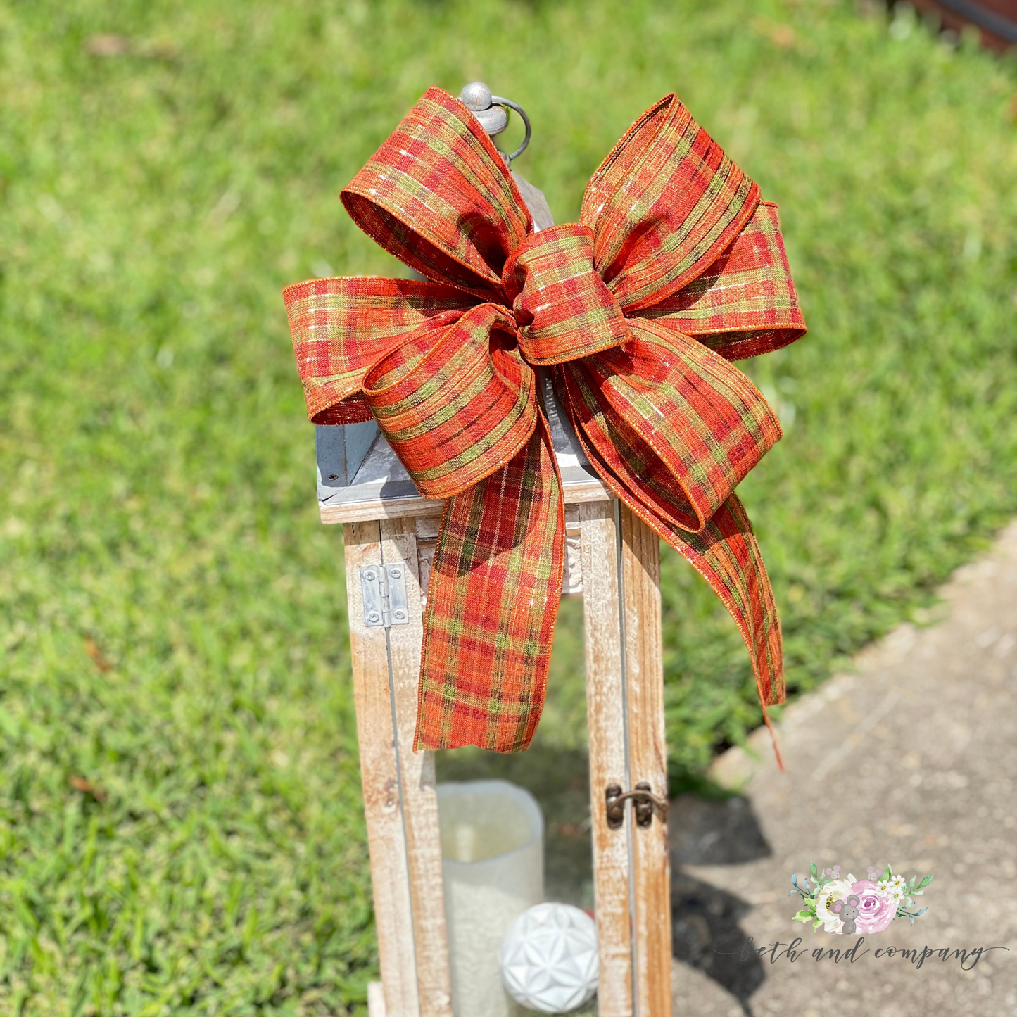 Fall Plaid Foil Stripe Bow