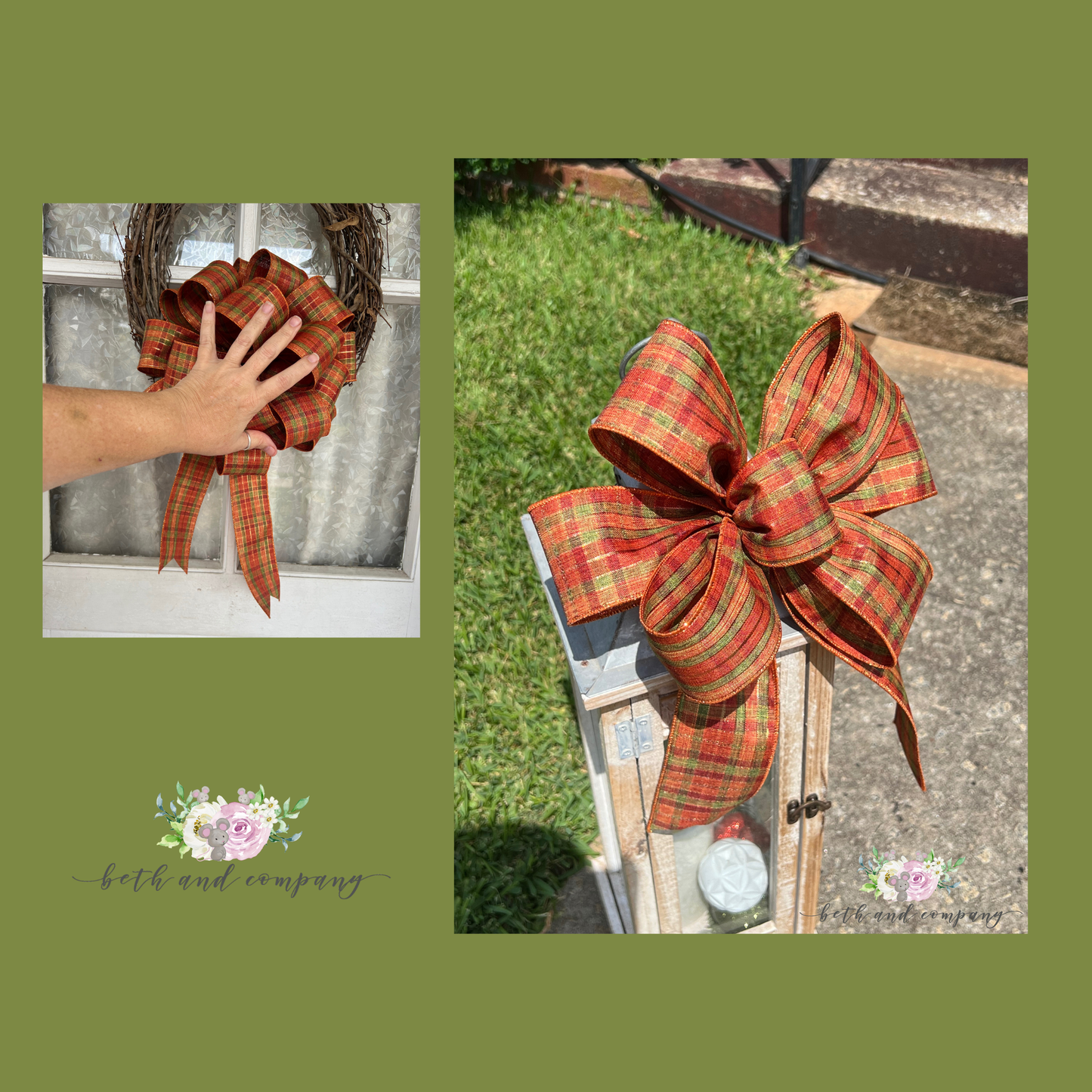 Fall Plaid Foil Stripe Bow