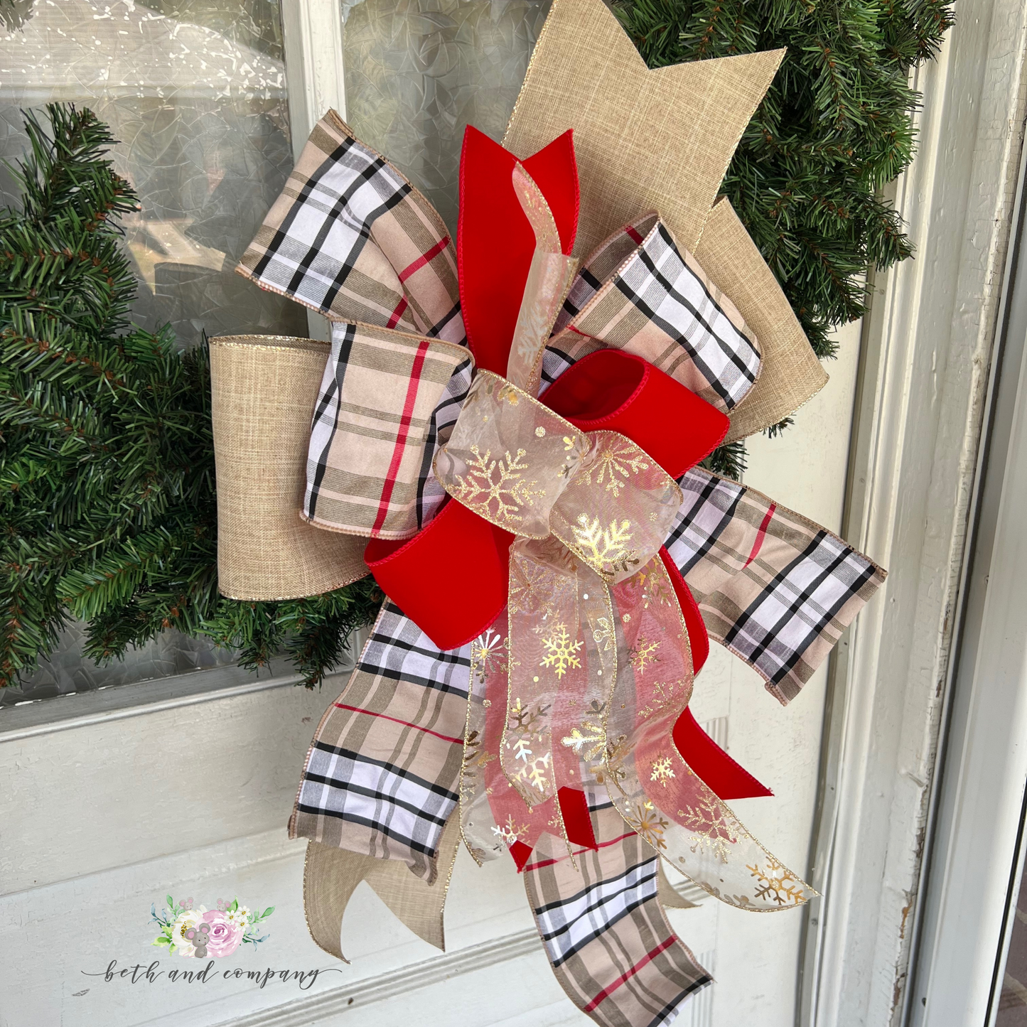 Black, Tan, White, Red Oversized Luxury Bow