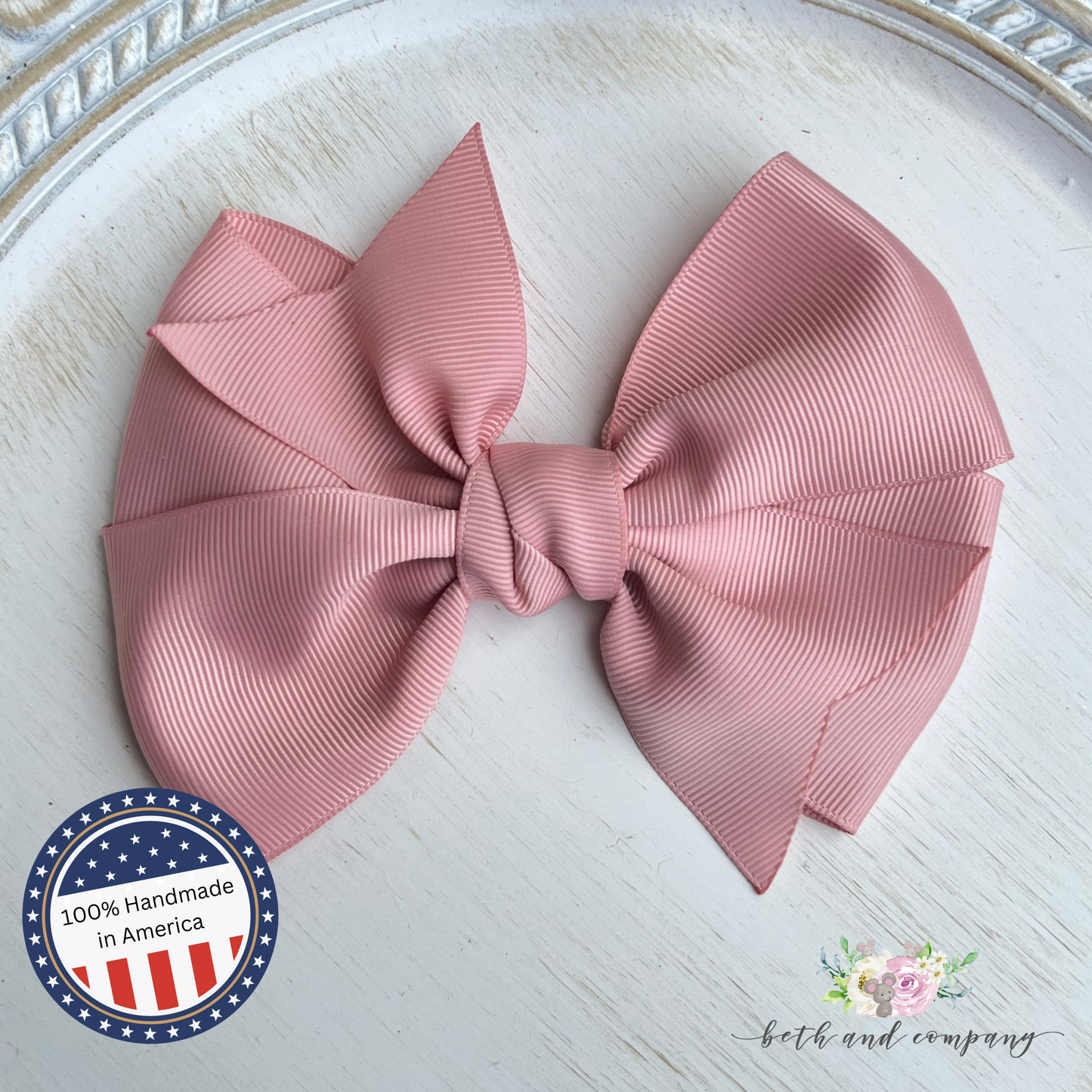 5 Inch Rose Gold Grosgrain Hair Bow