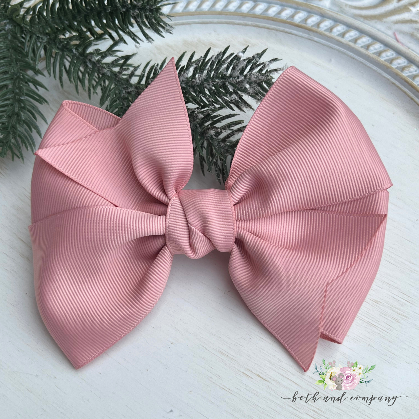 5 Inch Rose Gold Grosgrain Hair Bow