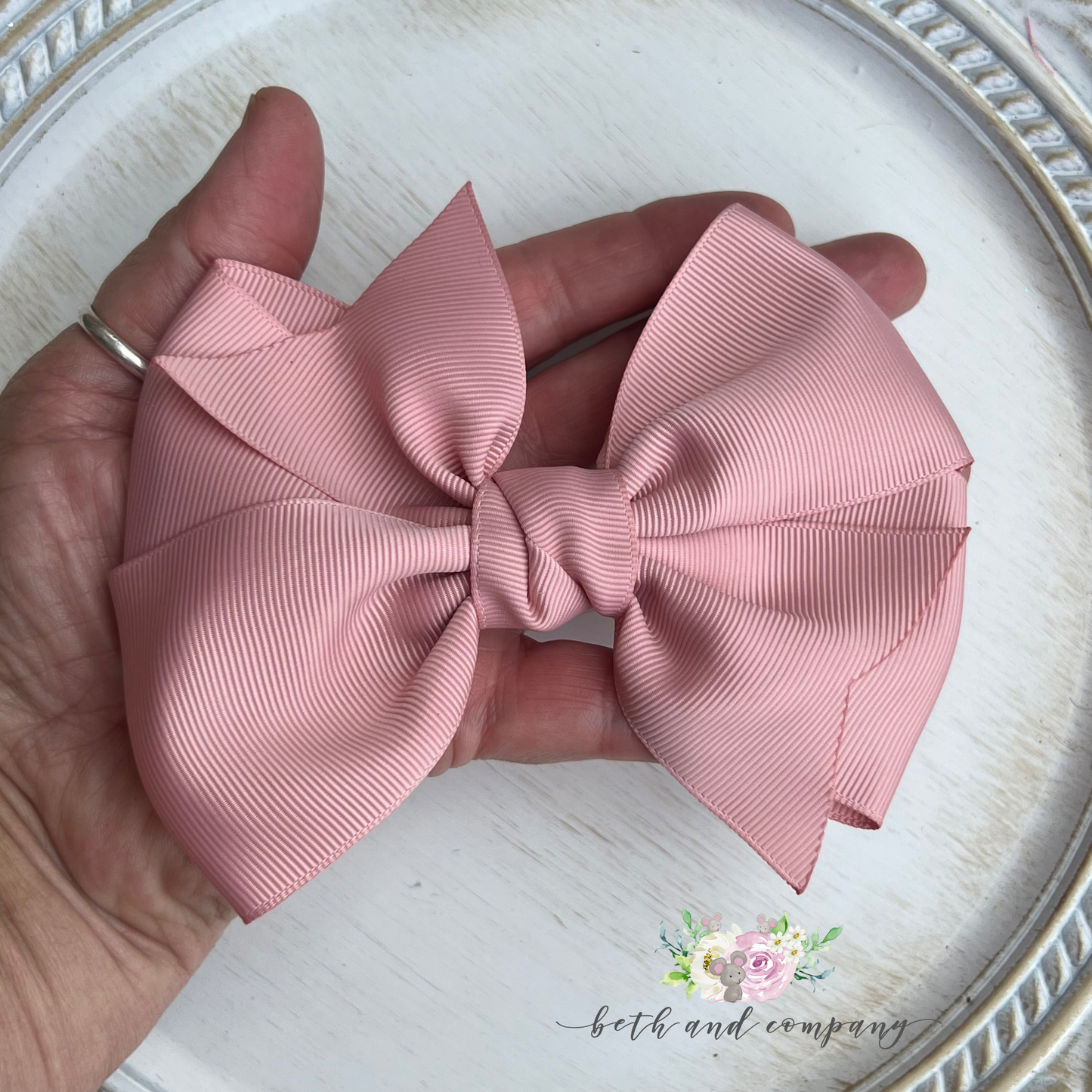 5 Inch Rose Gold Grosgrain Hair Bow