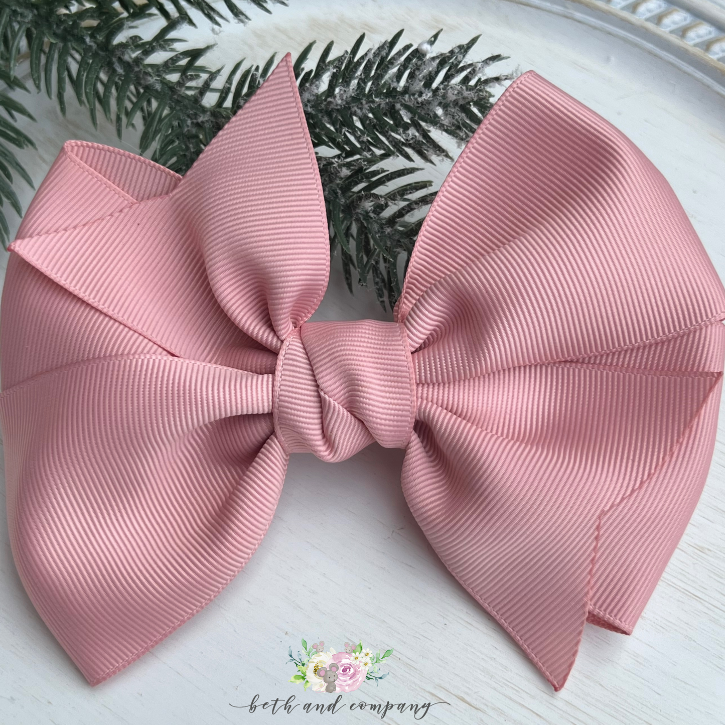 5 Inch Rose Gold Grosgrain Hair Bow