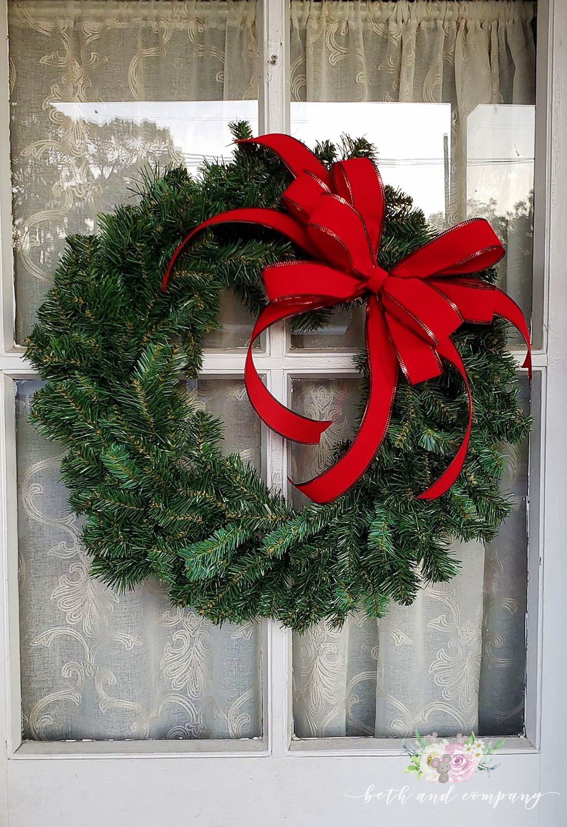 10 Wired Bright Red Velvet Outdoor Wreath Bow