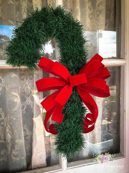 OUTDOOR Thin Red Velvet Christmas wreath bow, Weatherproof bow