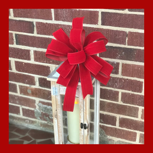 OUTDOOR Red Velvet Christmas Lantern bow, red velvet bow with and without plastic liner