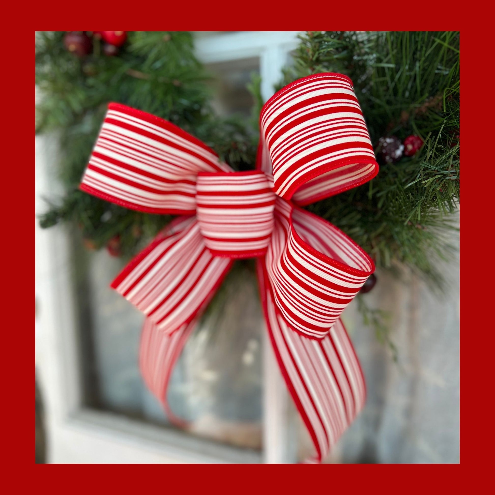Red Stripe Christmas Decorative Bow